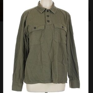 Everlane Men’s Long Sleeve Cotton Flannel Military Shirt Green Large